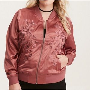 Torrid | Pink Embroidered Bomber Jacket | Size 1